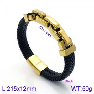Stainless Steel Leather Bracelet - KB138696-KFC
