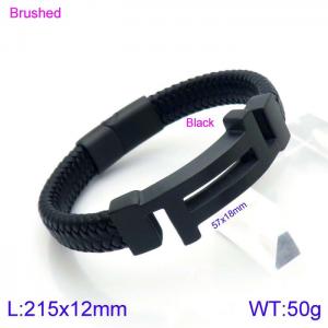 Stainless Steel Leather Bracelet - KB138714-KFC
