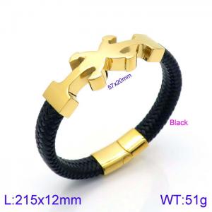 Stainless Steel Leather Bracelet - KB138737-KFC