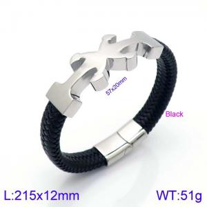 Stainless Steel Leather Bracelet - KB138738-KFC