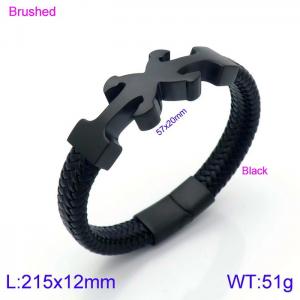 Stainless Steel Leather Bracelet - KB138739-KFC