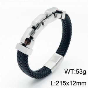 Stainless Steel Leather Bracelet - KB139632-KFC