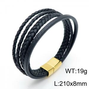 Stainless Steel Leather Bracelet - KB144027-KFC