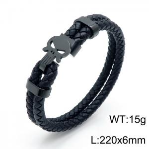 Stainless Steel Leather Bracelet - KB144043-KFC