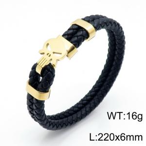 Stainless Steel Leather Bracelet - KB144054-KFC