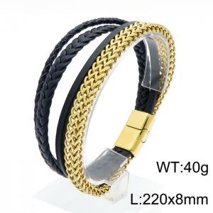 Stainless Steel Leather Bracelet - KB144445-KFC