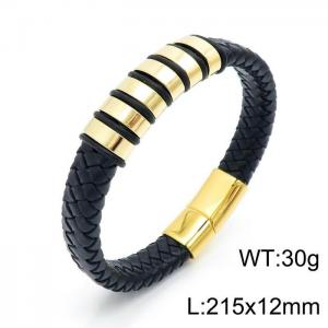 Stainless Steel Leather Bracelet - KB146030-QM