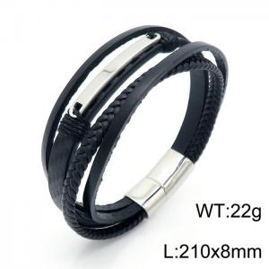 Stainless Steel Leather Bracelet - KB146043-QM