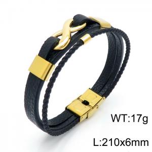Stainless Steel Leather Bracelet - KB146254-KLHQ