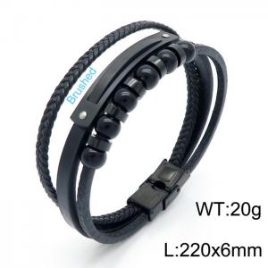 Stainless Steel Leather Bracelet - KB146259-KLHQ