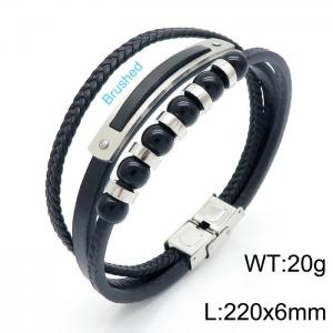 Stainless Steel Leather Bracelet - KB146261-KLHQ