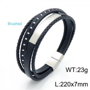 Stainless Steel Leather Bracelet - KB146264-KLHQ