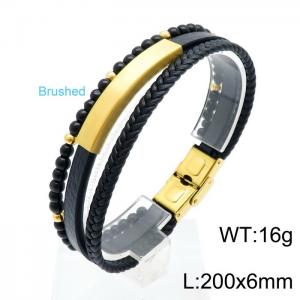 Stainless Steel Leather Bracelet - KB146266-KLHQ