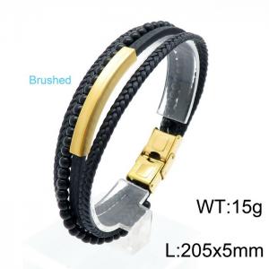 Stainless Steel Leather Bracelet - KB146275-KLHQ