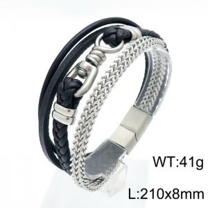 Stainless Steel Leather Bracelet - KB146289-KLHQ