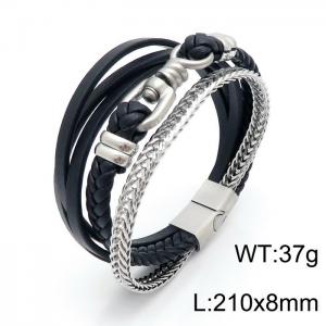 Stainless Steel Leather Bracelet - KB146431-KLHQ