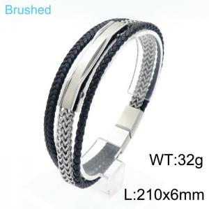 Stainless Steel Leather Bracelet - KB146432-KLHQ
