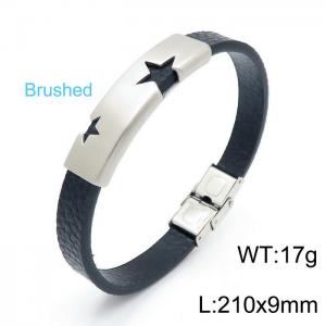 Stainless Steel Leather Bracelet - KB146619-KLHQ