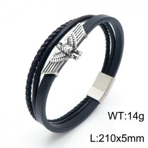 Stainless Steel Leather Bracelet - KB146626-KLHQ