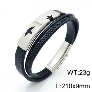 Stainless Steel Leather Bracelet - KB146629-KLHQ
