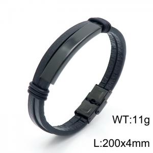 Stainless Steel Leather Bracelet - KB146746-KFC