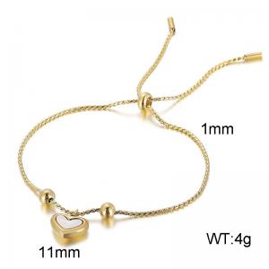 Japanese and Korean Fashion Sweet Heart Adjustable White Fritillaria Heart Gold-plating Bracelet - KB146754-KLX