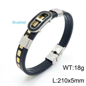 Stainless Steel Leather Bracelet - KB146904-KLHQ