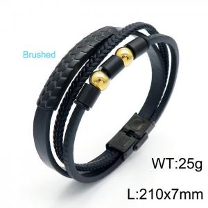 Stainless Steel Leather Bracelet - KB146911-KLHQ