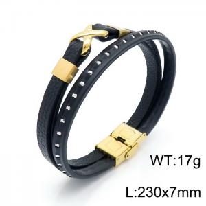 Stainless Steel Leather Bracelet - KB147369-KLHQ