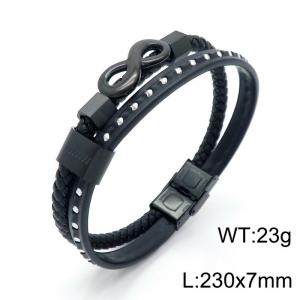 Stainless Steel Leather Bracelet - KB147374-KLHQ