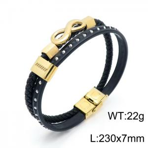 Stainless Steel Leather Bracelet - KB147375-KLHQ