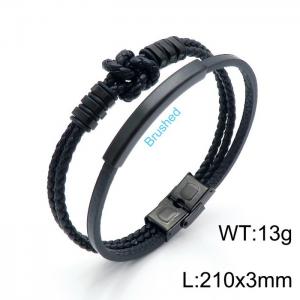 Stainless Steel Leather Bracelet - KB147376-KLHQ