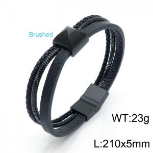 Stainless Steel Leather Bracelet - KB147380-KLHQ