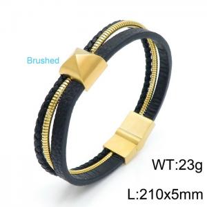 Stainless Steel Leather Bracelet - KB147381-KLHQ