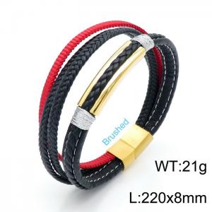 Stainless Steel Leather Bracelet - KB147382-KLHQ