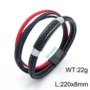 Stainless Steel Leather Bracelet - KB147383-KLHQ