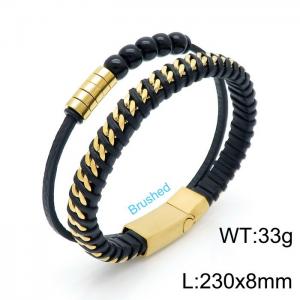 Stainless Steel Leather Bracelet - KB147385-KLHQ