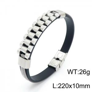 Stainless Steel Leather Bracelet - KB147536-KLHQ