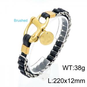 Stainless Steel Leather Bracelet - KB147964-KLHQ