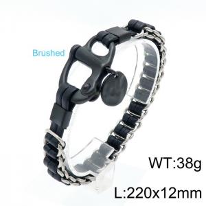 Stainless Steel Leather Bracelet - KB147965-KLHQ