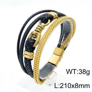 Stainless Steel Leather Bracelet - KB147966-KLHQ