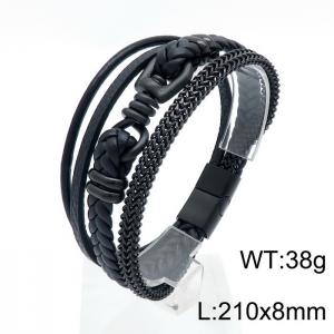 Stainless Steel Leather Bracelet - KB147967-KLHQ