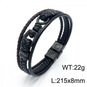 Stainless Steel Leather Bracelet - KB147968-KLHQ