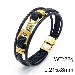 Stainless Steel Leather Bracelet - KB147969-KLHQ