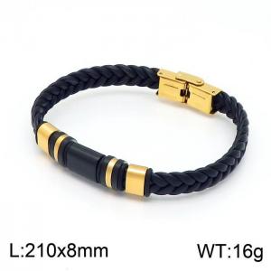 Stainless Steel Leather Bracelet - KB148115-YY