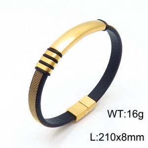 Stainless Steel Leather Bracelet - KB148157-YY