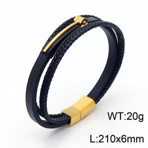 Stainless Steel Leather Bracelet - KB148168-YY