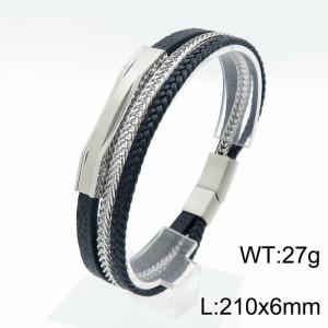 Stainless Steel Leather Bracelet - KB148338-KLHQ