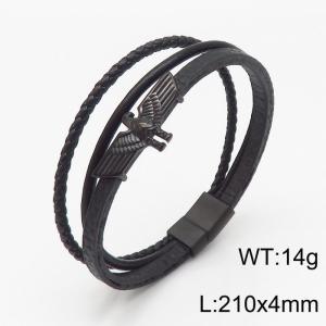 Stainless Steel Leather Bracelet - KB148928-KLHQ