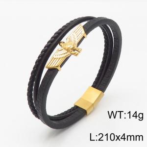Stainless Steel Leather Bracelet - KB148929-KLHQ